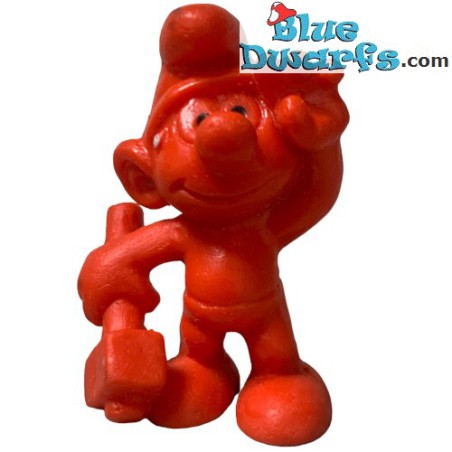 20083: Smurf with hammer - Red color - Brand: Waldbauer - Promotional Smurf - Schleich - 5.5cm