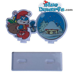 Kerstmis Smurf - Plastic - Kerstman met kerstzak - 10x7cm