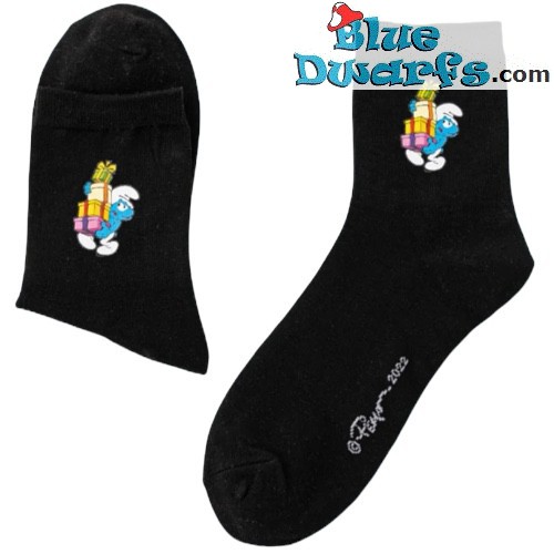 Birthday socks / Christmas Socks - The Smurfs - Smurf with gifts - one size - adults