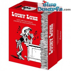 Lucky Luke en Rataplan met stapel boeken- kunstharsfiguur - Collectoys -  Plastoy - 19cm