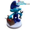 Puffo Astronauta - piedistallo - Statuina da collezione con libro greco in scatola - 7,5cm - Nr. 7