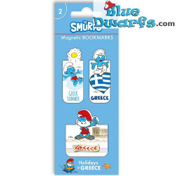 3x Smurfs Magnetic Bookmarks - Holidays in Greece - 5cm