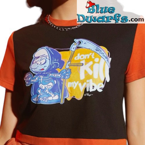 Halloween Smurfen T-shirt - Dames - Monsters are out tonight - Maat M