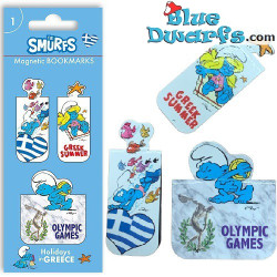 3x Marcapáginas Magnéticos de Los Pitufos - Pitufina, Pitufo Nadador y Pitufo Olímpico - Griegos - 5 cm