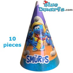 10 x partyhoedje - verjaardagsfeestje - De Smurfen - The Smurfs - Party Factory