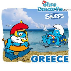 Smurfen magneet Smurf - Grote smurf zwemmend - Griekenland - polyhars -7x6cm