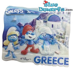 Smurf magnet - Papa smurf - Smurfette - Clumsy -  Greece  - Santorini  - polyresin -  7x6cm