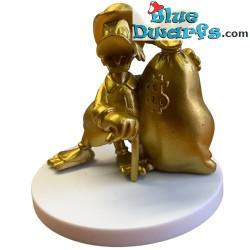 Dagobert Duck met geldzak - Goud - Disney verzamelfiguurtje op rondje - Mega Fanbuk - 6cm
