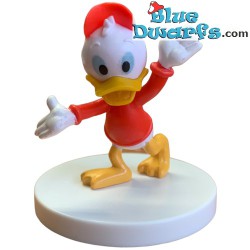 Huey Duck - The red nephew - Disney collector item on pedestal figurine - Mega Fanbuk - 5cm