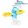 Chefkok smurf met pizza en pasta - Verzamelfiguurtje op rondje Sbabam - 7,5cm (Serie 2-Nr.1)