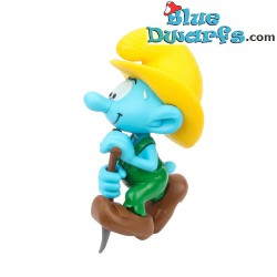Digger Smurfs collector item on pedestal SBABAM - 7,5cm
