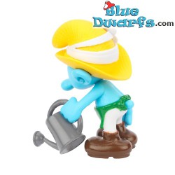 Gardener Smurf with watering can - collector item on pedestal Sbabam - 7,5cm (Serie 2-Nr.3)