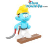 Puffo falegname con il legno - piedistallo - Sbabam- 7,5cm (Serie 2 NR 8)