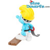 Knutselsmurf met hout en zaag - verzamelfiguurtje op rondje - Sbabam- 7,5cm (Serie 2 NR 8)