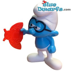 Brainy Smurf with butterfly - Burger King Figurine - Plastic Smurf - 15 cm
