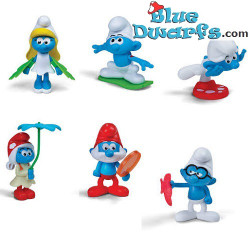 6 x smurfenpoppetje *PLASTIC* (Goldie Marketing, +/- 15 cm)