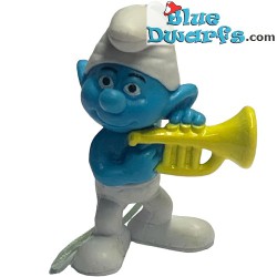 Trumpeter Smurf - Belgian Delhaize Supermarket figurine - Dangler - 4cm