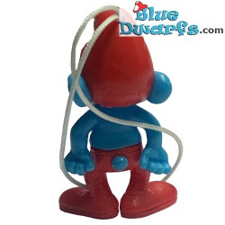 Papa Smurf - Belgian Delhaize Supermarket figurine - Dangler - 4cm