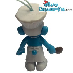 Chef Smurf with spoon - Belgian Delhaize Supermarket figurine - Dangler - 4cm