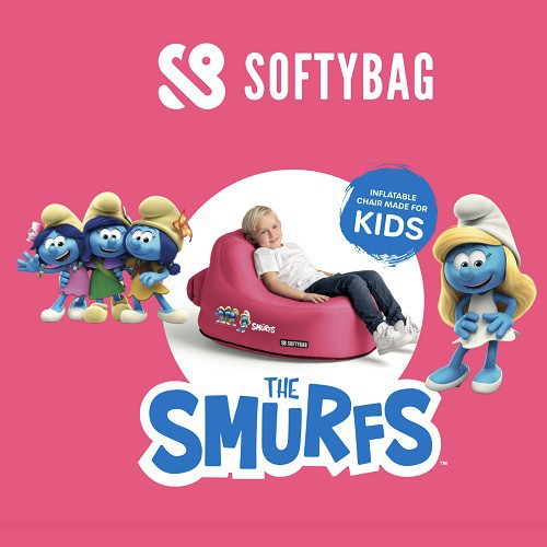 Zitzak kussen Smurf voor kinderen - Smurfinnen - Roze - 85x62x50cm - Softybag