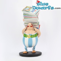 Obelix with pile of books - Resin figurine - Plastoy - 15cm