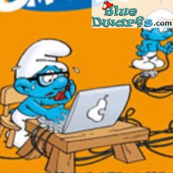 Brainy Smurf with laptop - Movable smurf  - figurine - DeAgostini - 7cm
