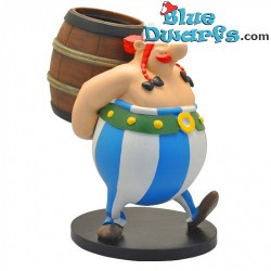 Obelix with wooden barrel - Resin figurine - Plastoy - 19cm