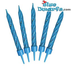 10 x Smurf blue colored - Spiral Birthday Candles