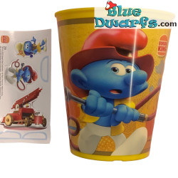 Schtroumpf coupe - Pompier Schtroumpf - Tasse en plastique - Nr 29 - Burger King - 2022