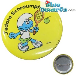 Smurf button: J'adore schtroumpher (+/- 5cm)