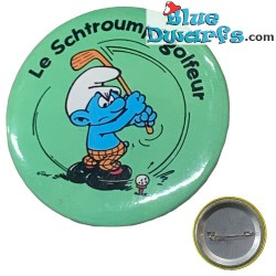 Spilla a bottone dei puffi: "Le schtroumpf golfeur" (+/- 5cm)