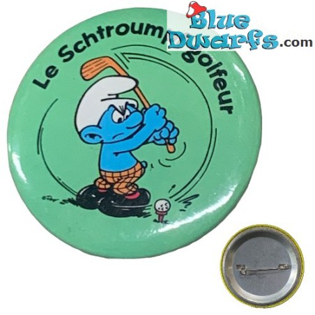 Schlumpf Button: "Le schtroumpf golfeur" (+/- 5cm)
