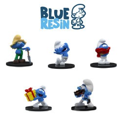 Jokey smurf with present - Blue Resin 2023 - Set 2 - Resin smurf statue - 11 cm