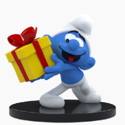 Pitufo bromista con regalo - Blue Resin 2023 - Figura resina - 11 cm