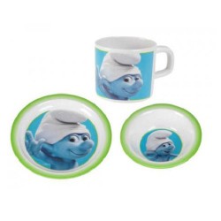 Breakfast set of 3 items - Clumsy Smurf - Cup - Bowl - Plate - Melamine