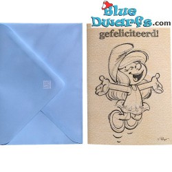 Tarjeta postal con sobre - Pitufina - Felicidades - 17,5 x 12 cm