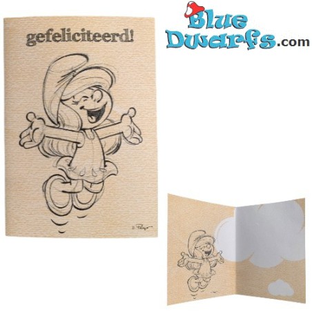 Greeting cards of the smurfs - Smurfette says congratulations - with envelop -17,5 x 12 cm