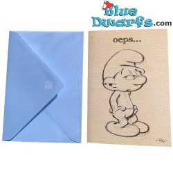 Tarjeta postal con sobre - Oops - Los pitufos -17,5 x 12 cm