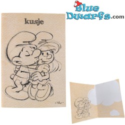 Greeting cards of the smurfs - A kiss for smurfette - with envelop -17,5 x 12 cm