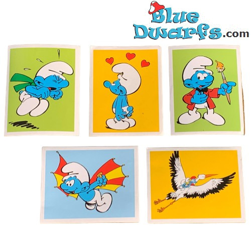 5x etichetta - I puffi - 2008 -  Panini  - 6,5 x 5cm