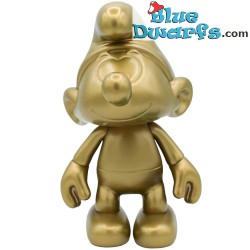 Gold color - Plastic movable smurf  - Vinyl Global Smurfday Figurine -  Matte Colors - 20 cm