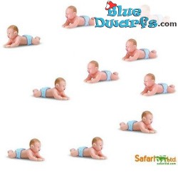 Mini Bimbo con pannolino blu - Figlio - Gomma morbida - Mini statuine porta fortuna - 10 pezzi - Safari - 2 cm