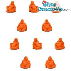 Safari geluks mini boeddha - Oranje - 10 stuks - flexibel rubber - 2 cm