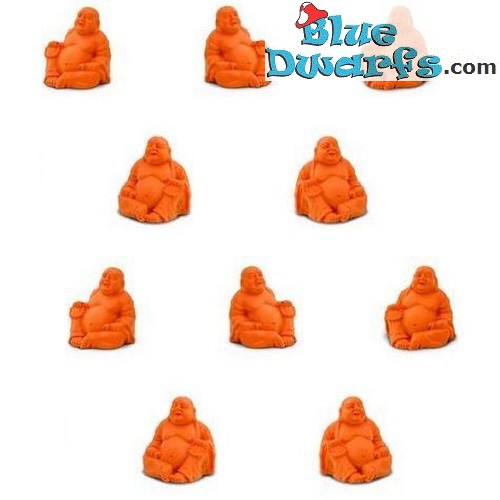 Mini Buddha - Orange - 10 pieces - good luck mini figurines - 2 cm