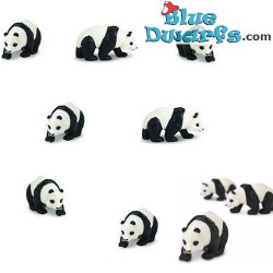 Safari geluks mini pandabeer - 10 stuks - flexibel rubber - 2 cm