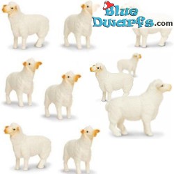 Mini Mouton -  moutons - Mini figurines porte-bonheur - 10 pieces - Safari - 2 cm