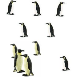 Mini Pingouin / Manchot Empereur - Mini figurines porte-bonheur - 10 pieces - Safari - 2 cm