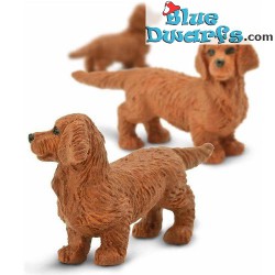 Mini Perro salchicha - perros - Marrón - Miniaturas de la Suerte - goma - 10 piezas -Safari - 2 cm