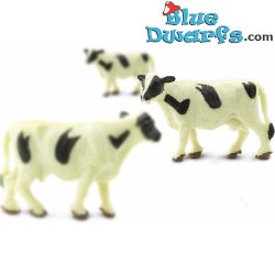 Mini mucche / mucca - in bianco e nero - Gomma morbida - Mini statuine porta fortuna - 10 pezzi - Safari - 2 cm