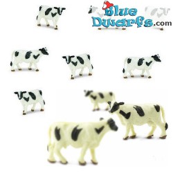 Mini vacas / vaca - blanco y negro - Miniaturas de la Suerte - goma - 10 piezas -Safari - 2 cm